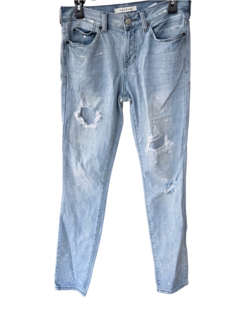 PacSun mens Light Blue Distressed Skinny Jeans 28x30